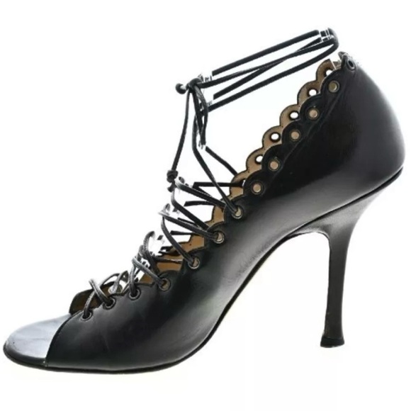 Jimmy Choo Black Lace-Up Heels - Picture 3 of 12